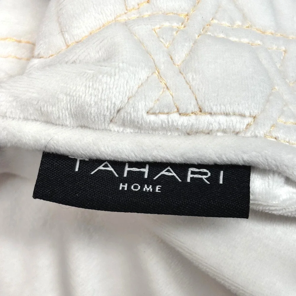 Tahari Home Hanukkah Throw Pillow Ivory Gold Embroidered with Insert 20 x 20